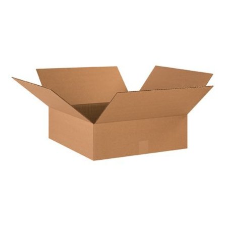 BOX PACKAGING Flat Cardboard Corrugated Boxes, 18"L x 18"W x 5"H, Kraft 18185